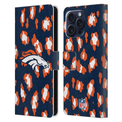 DENVER BRONCOS（NFL） デンバーブロンコス デンバーブロンコス - Leopard Animal Print レザー手帳型 / Apple iPhoneケース 【公式 / オフィシャル】