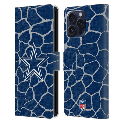 DALLAS COWBOYS（NFL） ダラスカウボーイズ ダラスカウボーイズ - Giraffe Animal Print レザー手帳型 / Apple iPhoneケース 【公式 / オフィシャル】