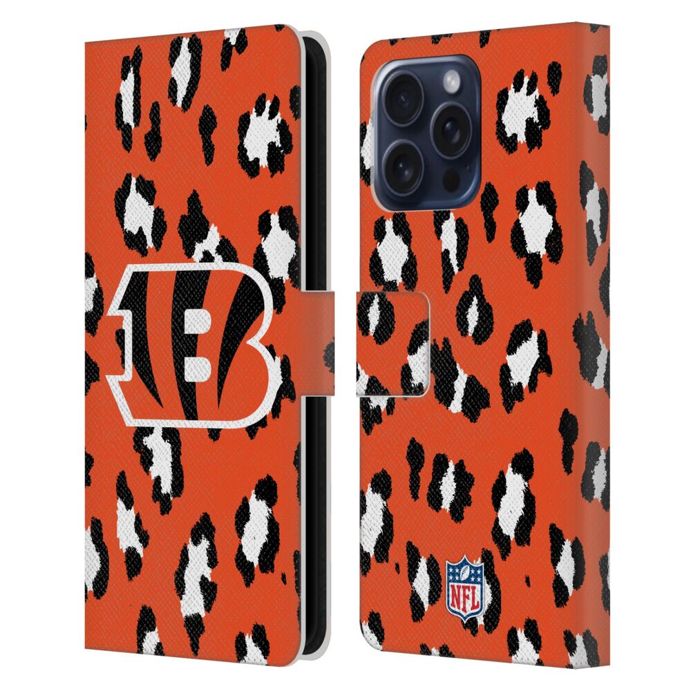 CINCINNATI BENGALS（NFL） シンシナティベンガルズ シンシナティベンガルズ - Leopard Animal Print レザー手帳型 / Apple iPhoneケース 【公式 / オフィシャル】
