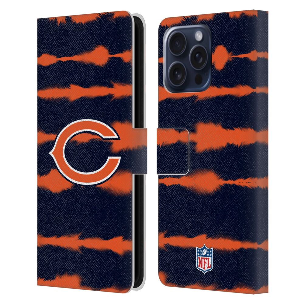 CHICAGO BEARS（NFL） シカゴベアーズ シカゴベアーズ - Watercolour Stripe Print レザー手帳型 / Apple iPhoneケース 【公式 / オフィシャル】