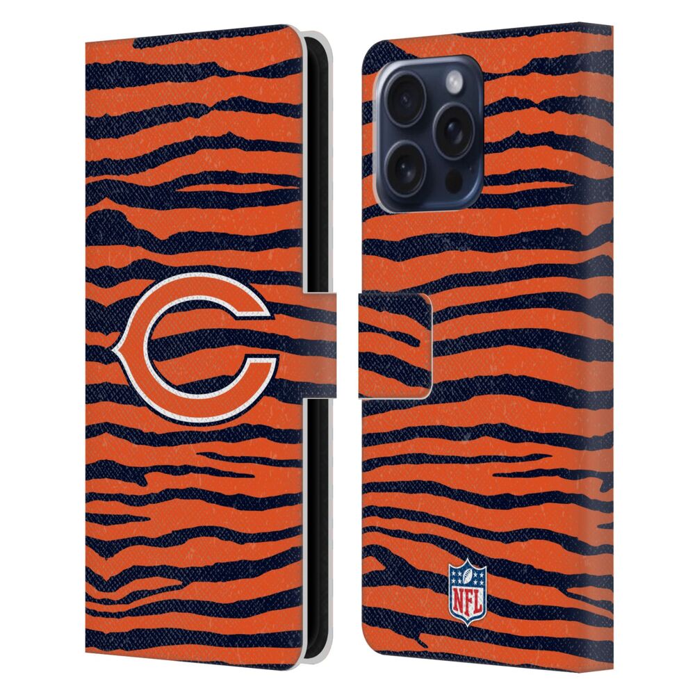 CHICAGO BEARS（NFL） シカゴベアーズ シカゴベアーズ - Zebra Animal Print レザー手帳型 / Apple iPhoneケース 【公式 / オフィシャル】