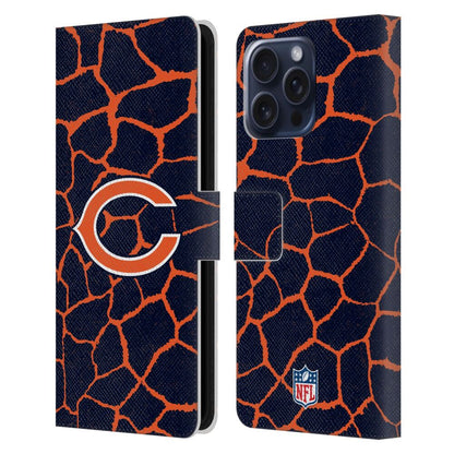CHICAGO BEARS（NFL） シカゴベアーズ シカゴベアーズ - Giraffe Animal Print レザー手帳型 / Apple iPhoneケース 【公式 / オフィシャル】