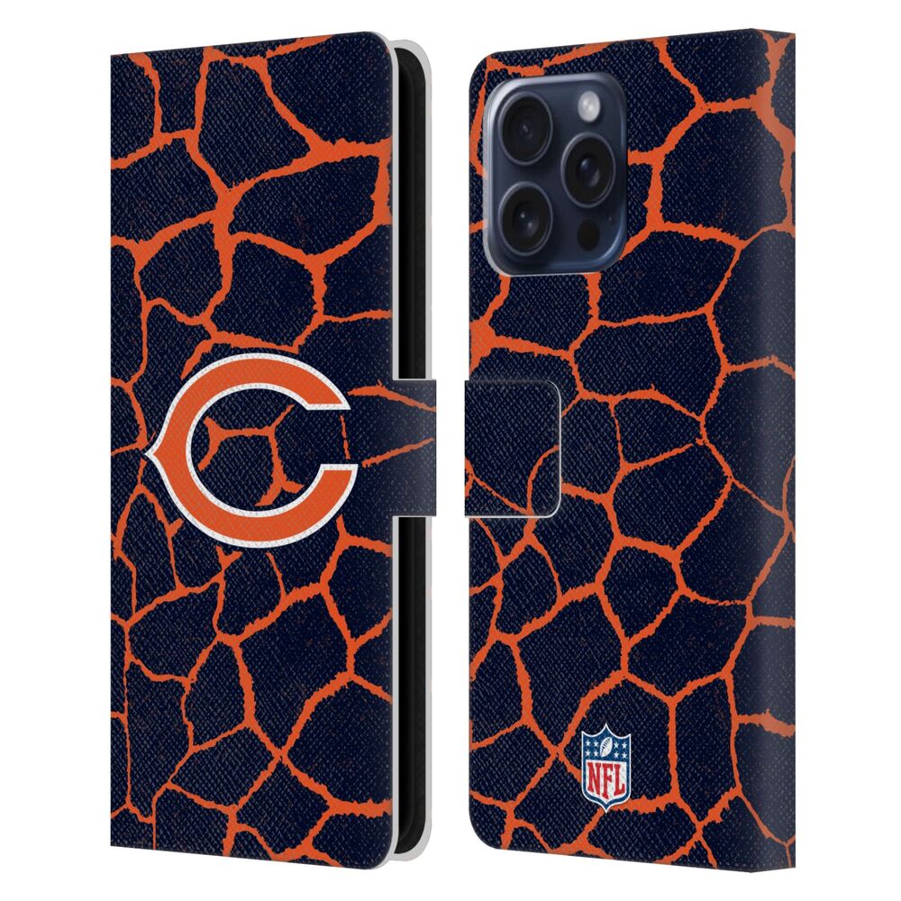 CHICAGO BEARS（NFL） シカゴベアーズ シカゴベアーズ - Giraffe Animal Print レザー手帳型 / Apple iPhoneケース 【公式 / オフィシャル】