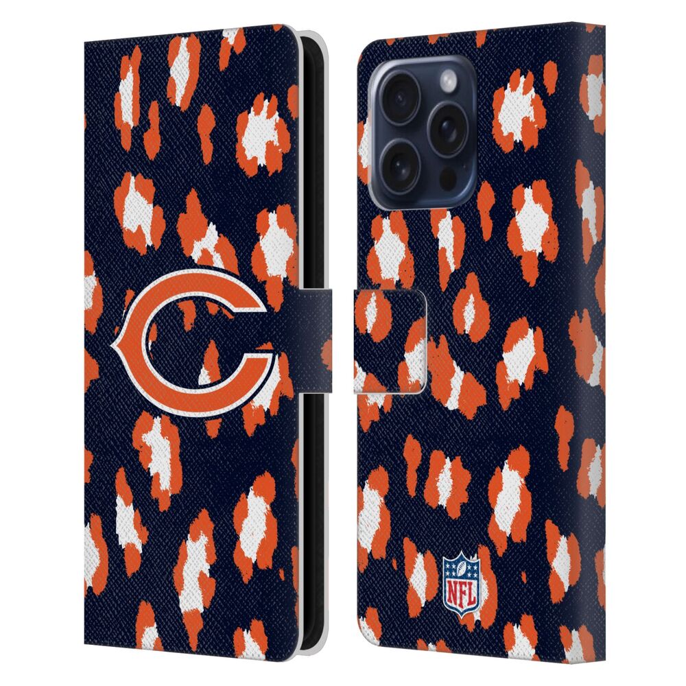 CHICAGO BEARS（NFL） シカゴベアーズ シカゴベアーズ - Leopard Animal Print レザー手帳型 / Apple iPhoneケース 【公式 / オフィシャル】