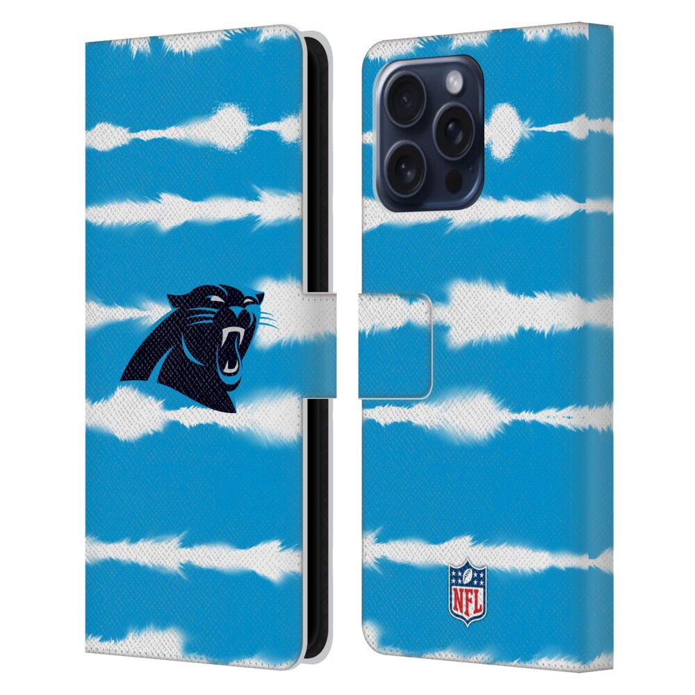 CAROLINA PANTHERS（NFL） カロライナパンサーズ カロライナパンサーズ - Watercolour Stripe Print レザー手帳型 / Apple iPhoneケース 【公式 / オフィシャル】