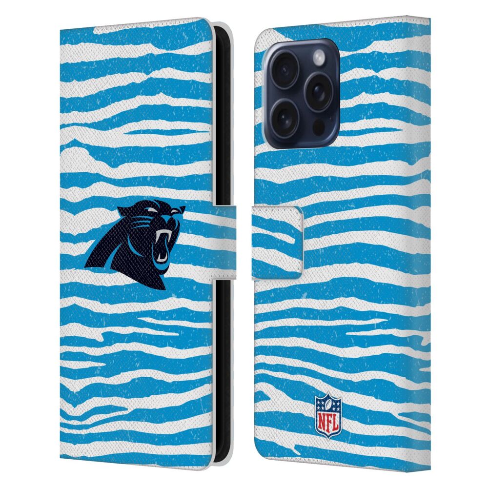 CAROLINA PANTHERS（NFL） カロライナパンサーズ カロライナパンサーズ - Zebra Animal Print レザー手帳型 / Apple iPhoneケース 【公式 / オフィシャル】