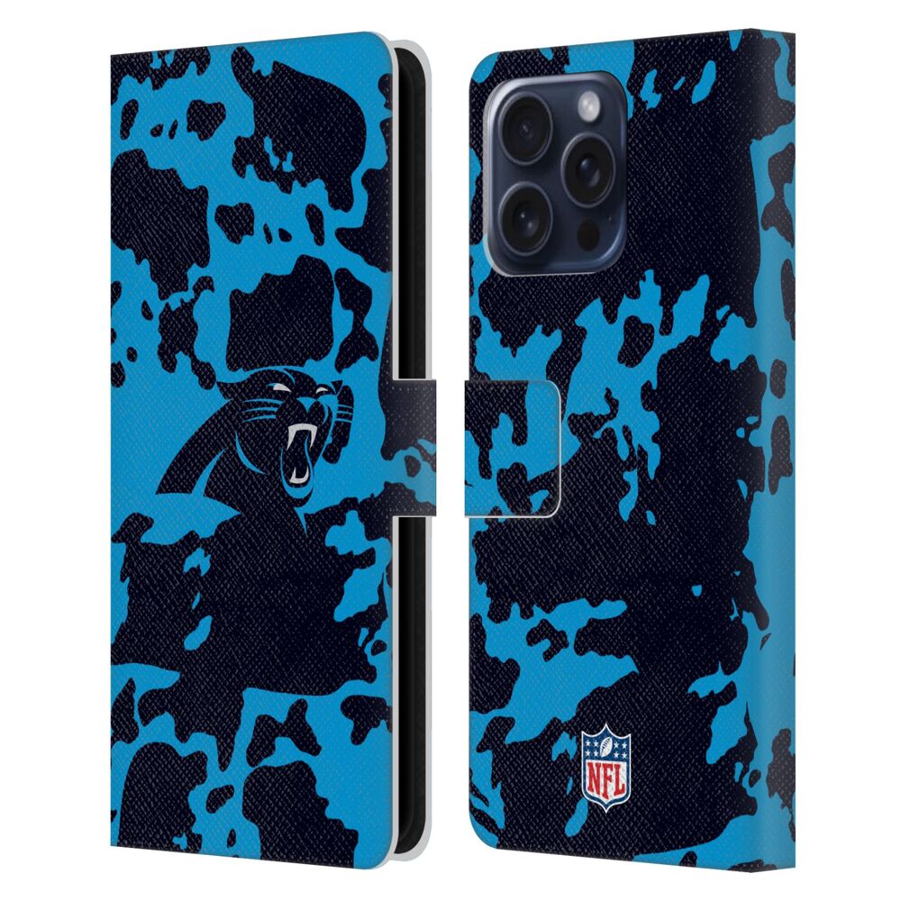CAROLINA PANTHERS（NFL） カロライナパンサーズ カロライナパンサーズ - Cow Animal Print レザー手帳型 / Apple iPhoneケース 【公式 / オフィシャル】