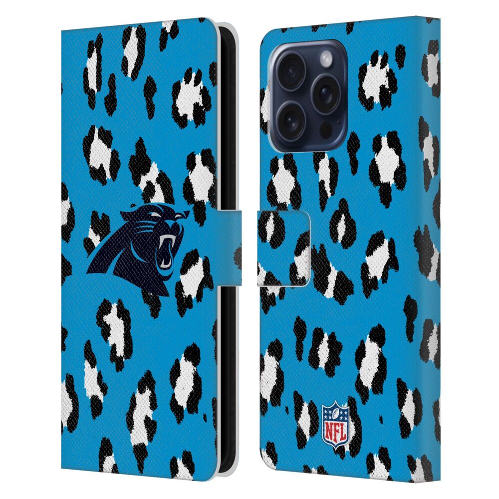 CAROLINA PANTHERS（NFL） カロライナパンサーズ カロライナパンサーズ - Leopard Animal Print レザー手帳型 / Apple iPhoneケース 【公式 / オフィシャル】