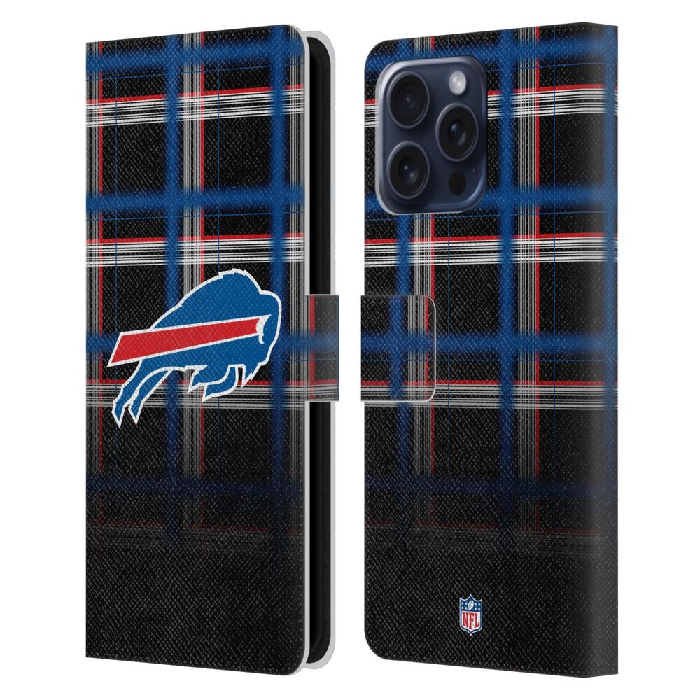 BUFFALO BILLS（NFL） バッファロービルズ バッファロービルズ - Ombre Black Plaid レザー手帳型 / Apple iPhoneケース 【公式 / オフィシャル】