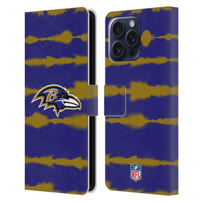 BALTIMORE RAVENS（NFL） ボルチモアレイブンズ ボルチモアレイブンズ - Watercolour Stripe Print レザー手帳型 / Apple iPhoneケース 【公式 / オフィシャル】