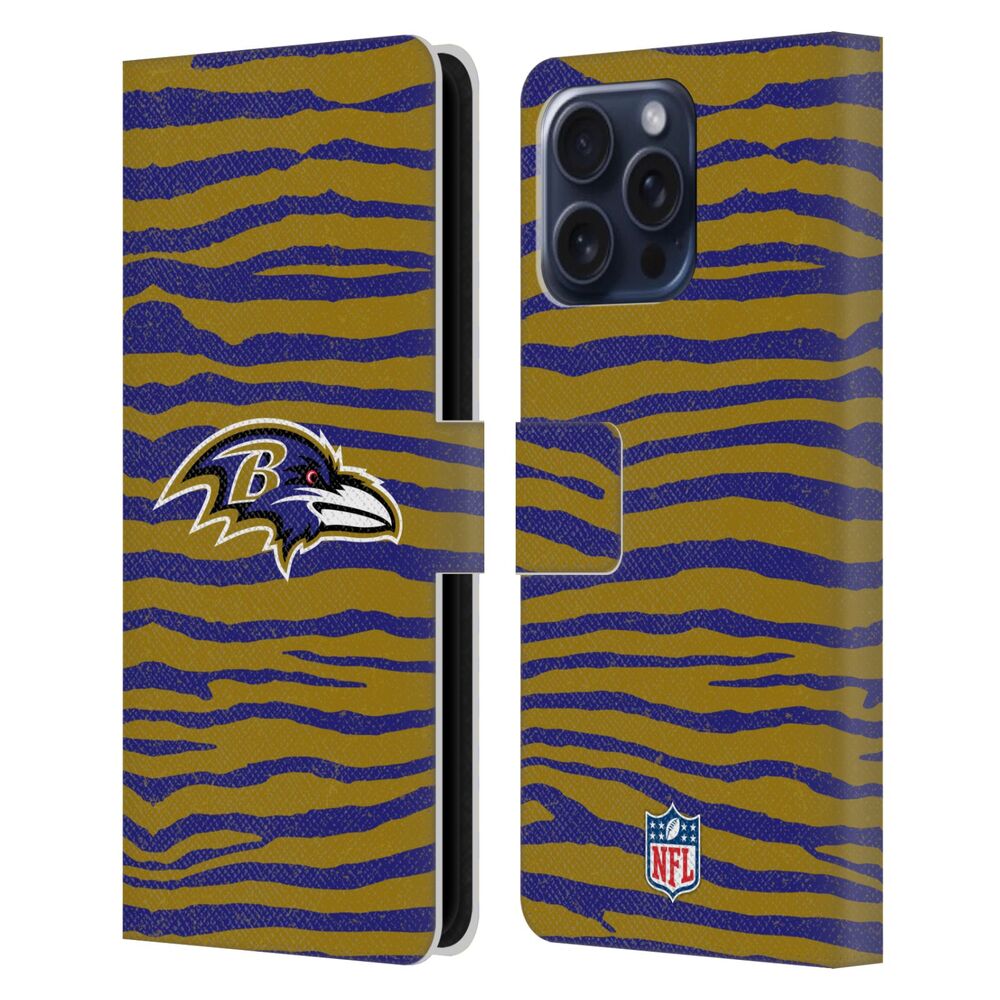 BALTIMORE RAVENS（NFL） ボルチモアレイブンズ ボルチモアレイブンズ - Zebra Animal Print レザー手帳型 / Apple iPhoneケース 【公式 / オフィシャル】