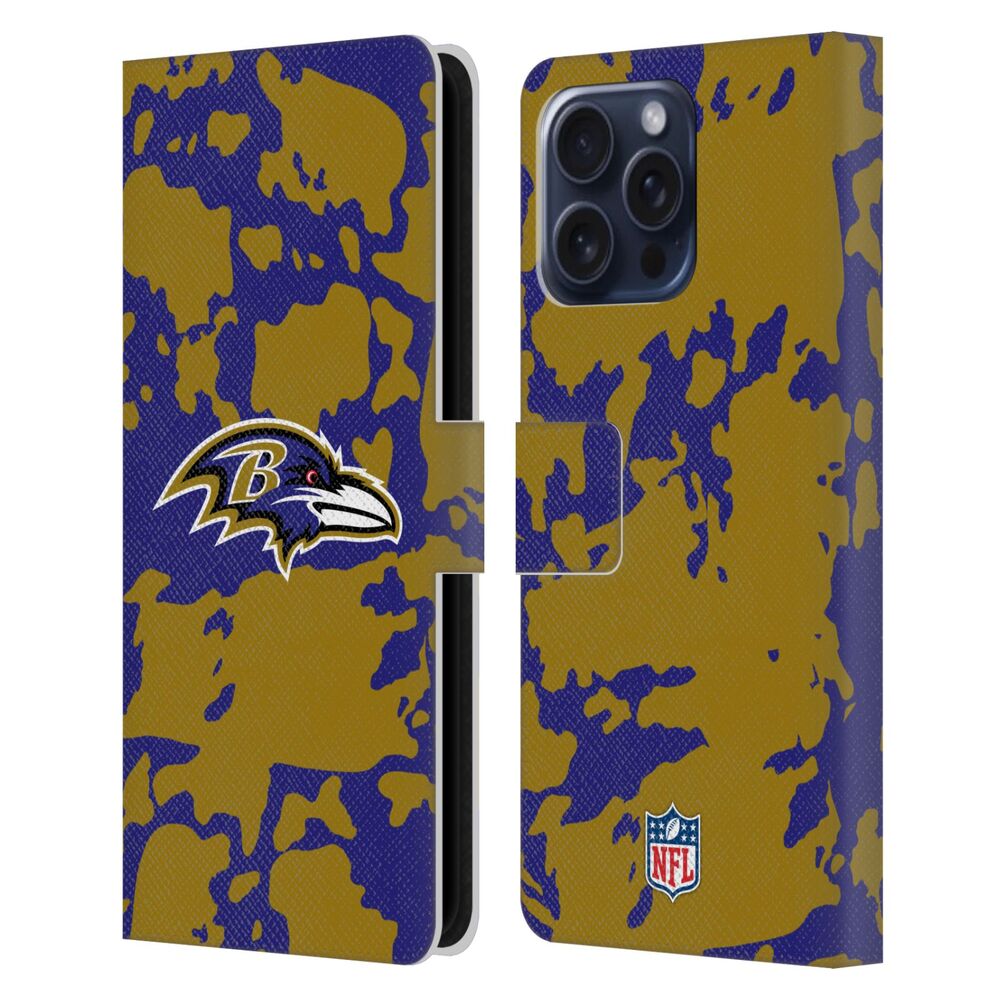 BALTIMORE RAVENS（NFL） ボルチモアレイブンズ ボルチモアレイブンズ - Cow Animal Print レザー手帳型 / Apple iPhoneケース 【公式 / オフィシャル】
