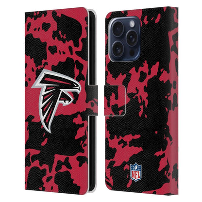 ATLANTA FALCONS（NFL） アトランタファルコンズ アトランタファルコンズ - Cow Animal Print レザー手帳型 / Apple iPhoneケース 【公式 / オフィシャル】
