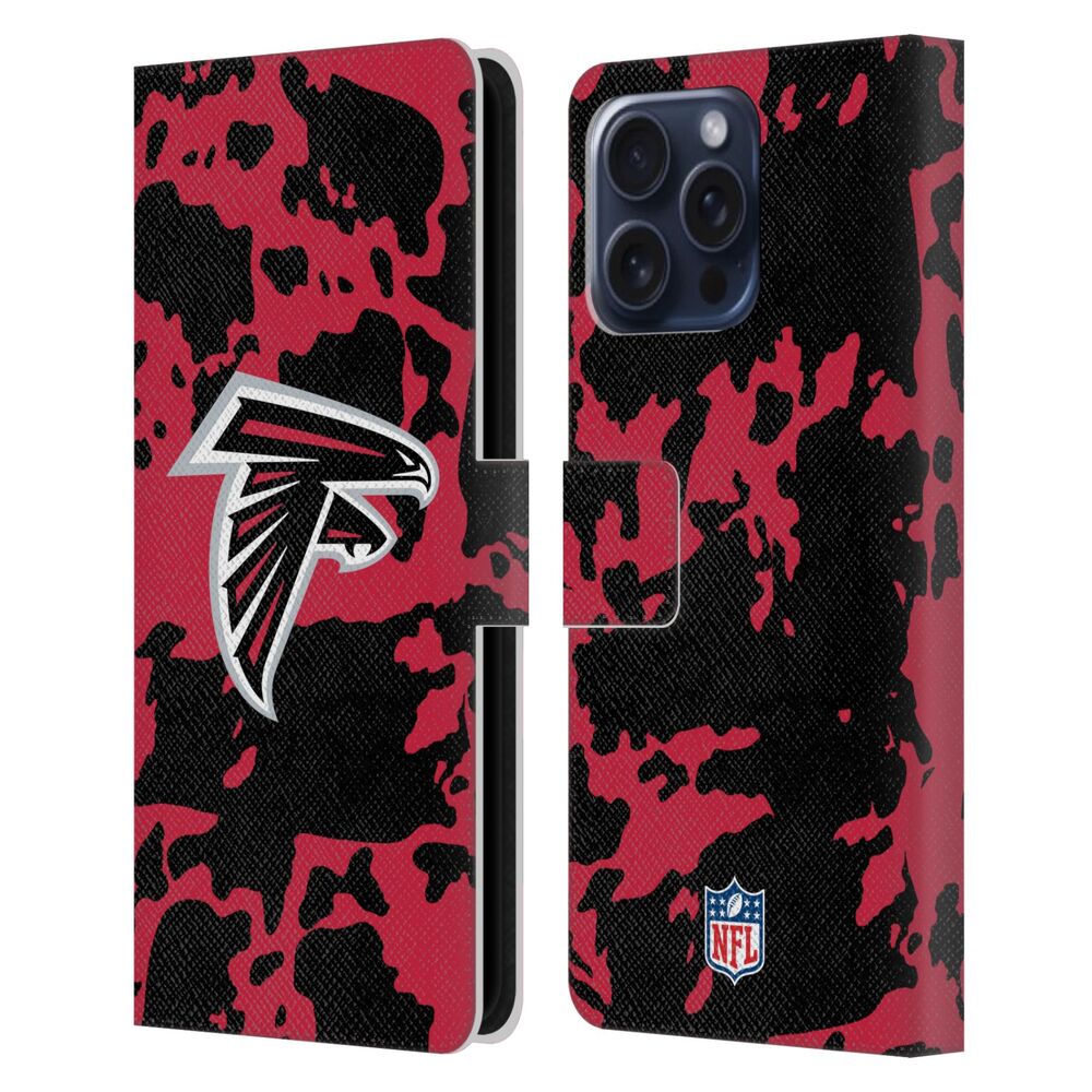ATLANTA FALCONS（NFL） アトランタファルコンズ アトランタファルコンズ - Cow Animal Print レザー手帳型 / Apple iPhoneケース 【公式 / オフィシャル】