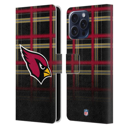 ARIZONA CARDINALS（NFL） アリゾナカージナルス アリゾナカージナルス - Ombre Black Plaid レザー手帳型 / Apple iPhoneケース 【公式 / オフィシャル】