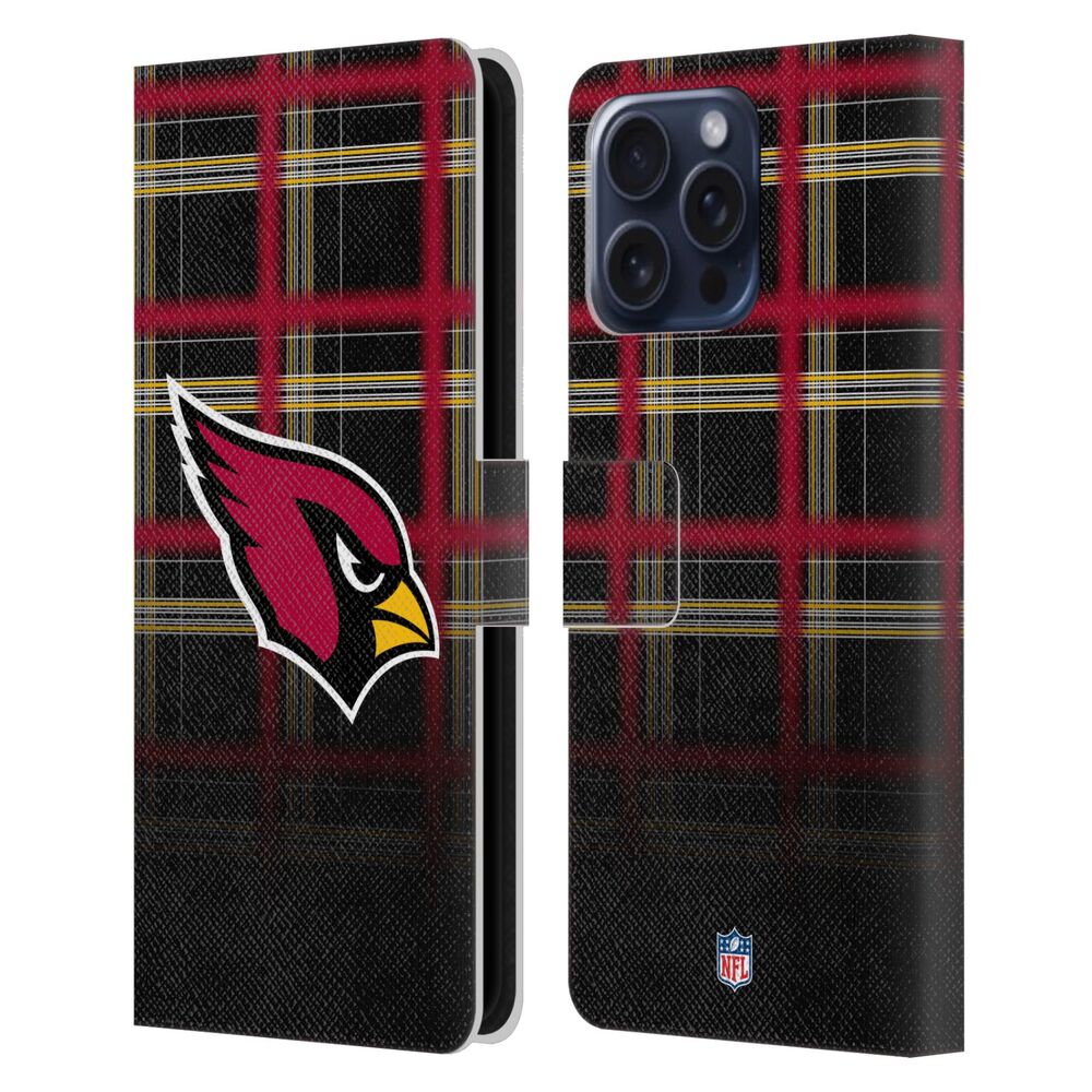 ARIZONA CARDINALS（NFL） アリゾナカージナルス アリゾナカージナルス - Ombre Black Plaid レザー手帳型 / Apple iPhoneケース 【公式 / オフィシャル】