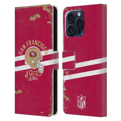 SAN FRANCISCO 49ERS（NFL） ナイナーズ ナイナーズ - Helmet Distressed レザー手帳型 / Apple iPhoneケース 【公式 / オフィシャル】