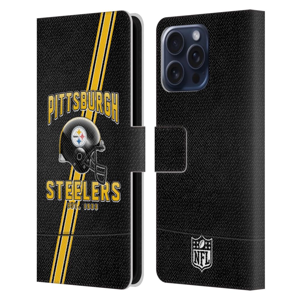 PITTSBURGH STEELERS（NFL） ピッツバーグスティーラーズ ピッツバーグスティーラーズ - Football Stripes レザー手帳型 / Apple iPhoneケース 【公式 / オフィシャル】