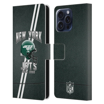 NEW YORK JETS（NFL） ニューヨークジェッツ ニューヨークジェッツ - Football Stripes レザー手帳型 / Apple iPhoneケース 【公式 / オフィシャル】