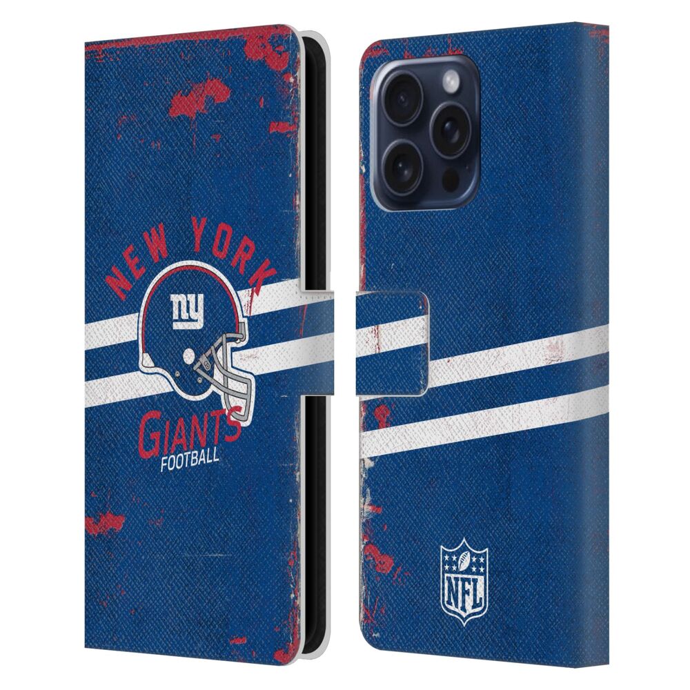 NEW YORK GIANTS（NFL） ニューヨークジャイアンツ ニューヨークジャイアンツ - Helmet Distressed レザー手帳型 / Apple iPhoneケース 【公式 / オフィシャル】