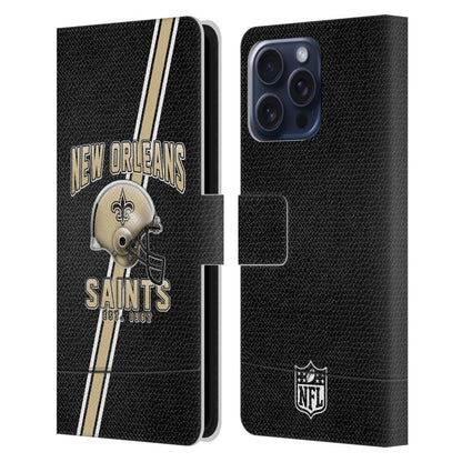 NEW ORLEANS SAINTS（NFL） ニューオーリンズセインツ ニューオーリンズセインツ - Football Stripes レザー手帳型 / Apple iPhoneケース 【公式 / オフィシャル】