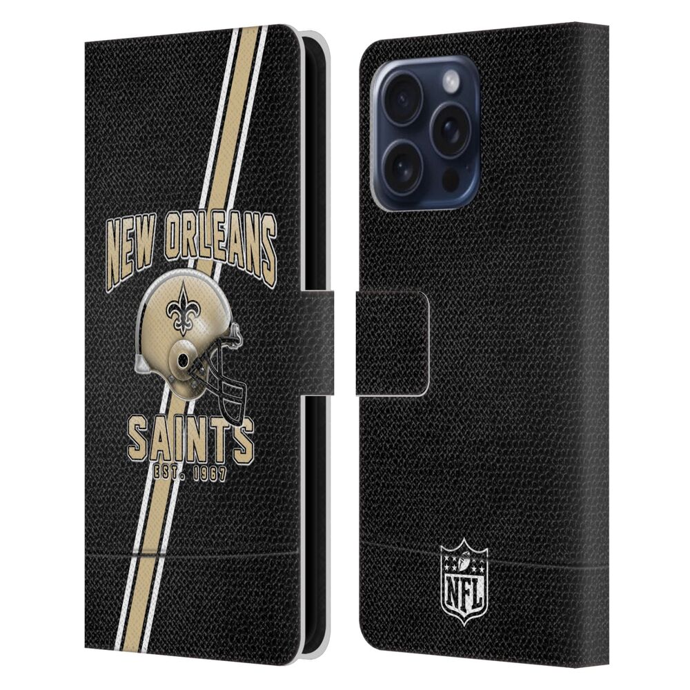 NEW ORLEANS SAINTS（NFL） ニューオーリンズセインツ ニューオーリンズセインツ - Football Stripes レザー手帳型 / Apple iPhoneケース 【公式 / オフィシャル】