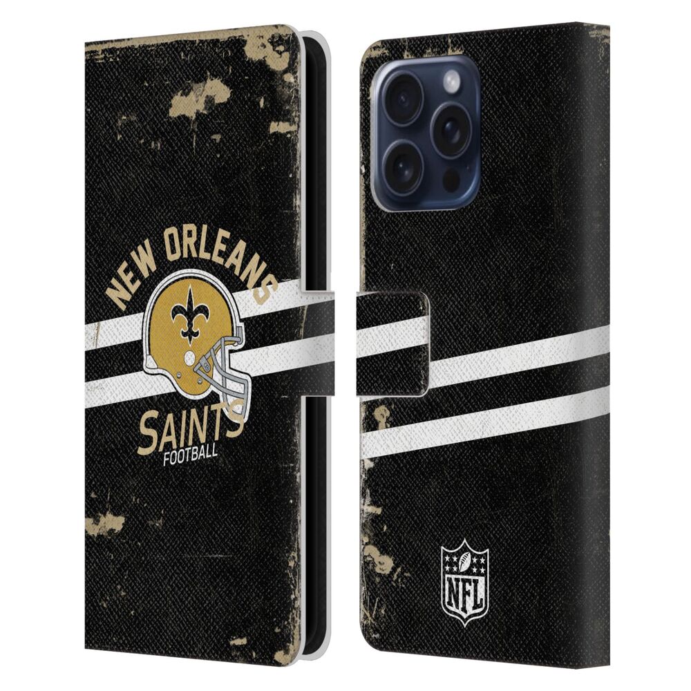 NEW ORLEANS SAINTS（NFL） ニューオーリンズセインツ ニューオーリンズセインツ - Helmet Distressed レザー手帳型 / Apple iPhoneケース 【公式 / オフィシャル】