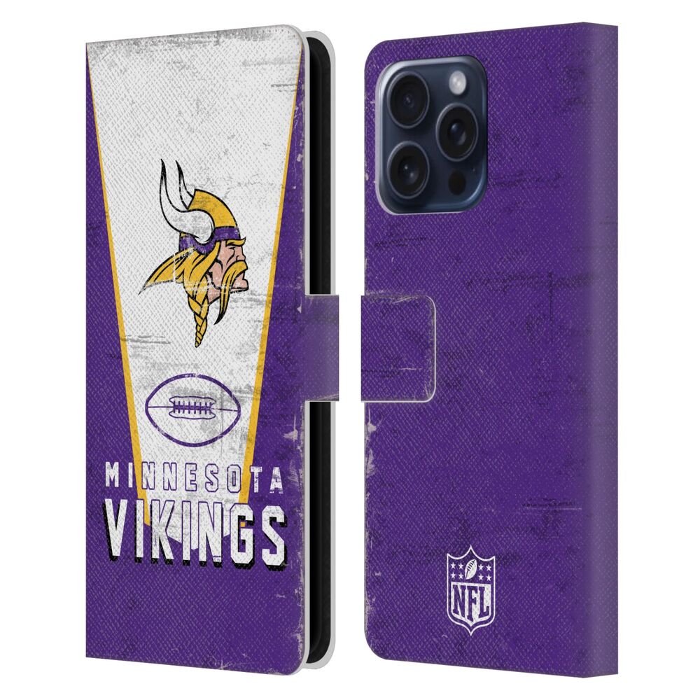 MINNESOTA VIKINGS（NFL） ミネソタバイキングス ミネソタバイキングス - Banner レザー手帳型 / Apple iPhoneケース 【公式 / オフィシャル】