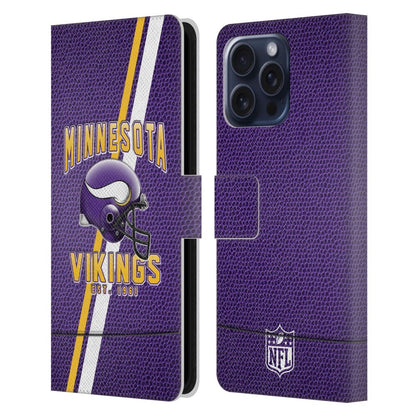 MINNESOTA VIKINGS（NFL） ミネソタバイキングス ミネソタバイキングス - Football Stripes レザー手帳型 / Apple iPhoneケース 【公式 / オフィシャル】