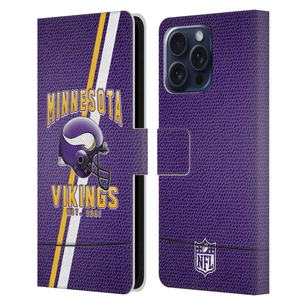 MINNESOTA VIKINGS（NFL） ミネソタバイキングス ミネソタバイキングス - Football Stripes レザー手帳型 / Apple iPhoneケース 【公式 / オフィシャル】