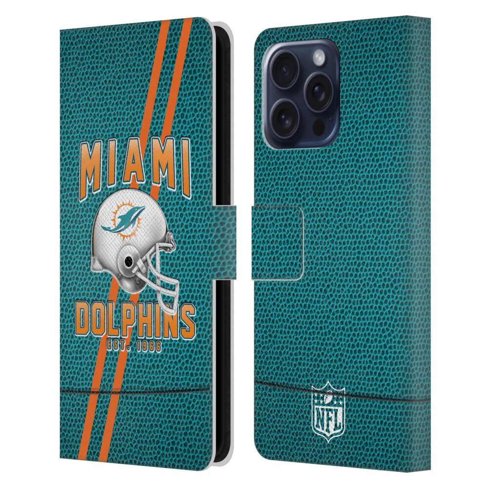 MIAMI DOLPHINS（NFL） マイアミドルフィンズ マイアミドルフィンズ - Football Stripes レザー手帳型 / Apple iPhoneケース 【公式 / オフィシャル】