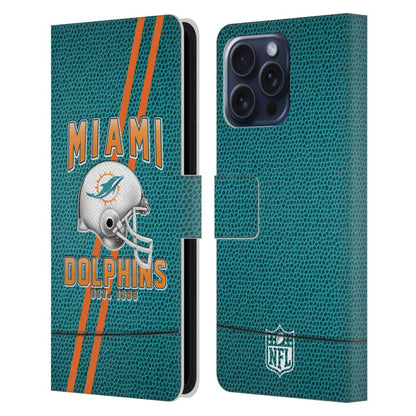 MIAMI DOLPHINS（NFL） マイアミドルフィンズ マイアミドルフィンズ - Football Stripes レザー手帳型 / Apple iPhoneケース 【公式 / オフィシャル】