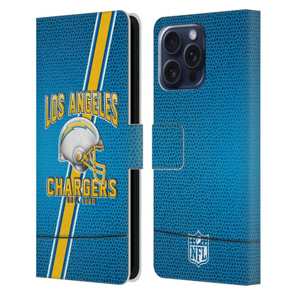 LOS ANGELES CHARGERS（NFL） ロサンゼルスチャージャーズ - Football Stripes レザー手帳型 / Apple iPhoneケース 【公式 / オフィシャル】