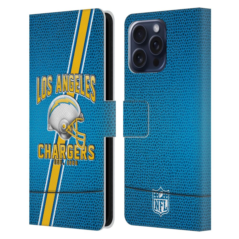 LOS ANGELES CHARGERS（NFL） ロサンゼルスチャージャーズ - Football Stripes レザー手帳型 / Apple iPhoneケース 【公式 / オフィシャル】