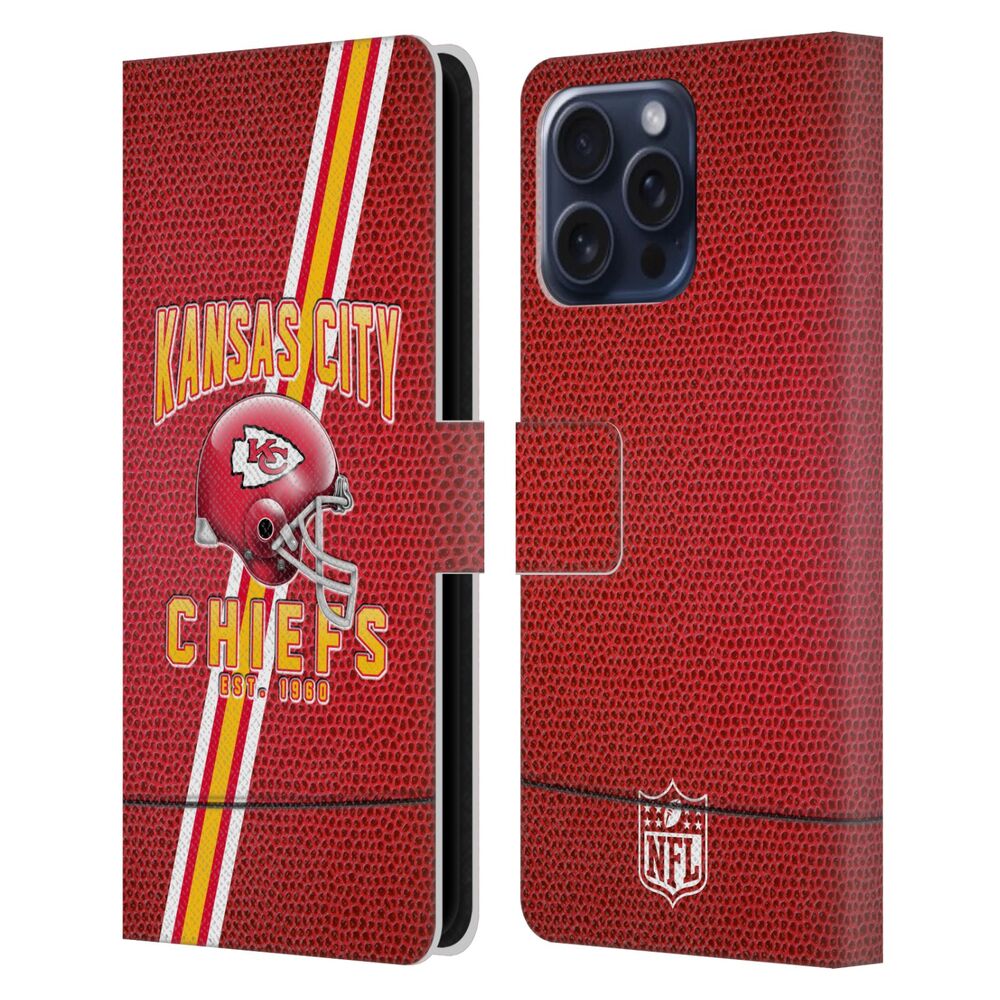 KANSAS CITY CHIEFS（NFL） カンザスシティチーフス カンザスシティチーフス - Football Stripes レザー手帳型 / Apple iPhoneケース 【公式 / オフィシャル】
