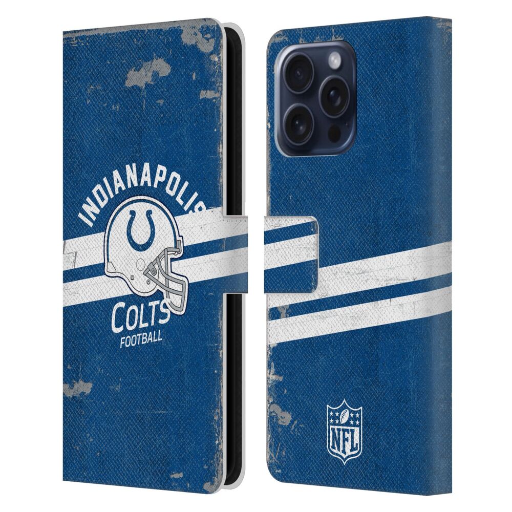 INDIANAPOLIS COLTS（NFL） インディアナポリスコルツ インディアナポリスコルツ - Helmet Distressed レザー手帳型 / Apple iPhoneケース 【公式 / オフィシャル】