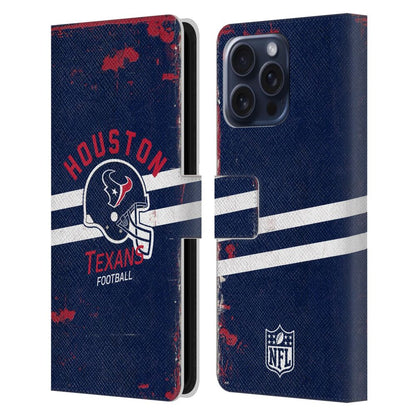 HOUSTON TEXANS（NFL） ヒューストンテキサンズ ヒューストンテキサンズ - Helmet Distressed レザー手帳型 / Apple iPhoneケース 【公式 / オフィシャル】