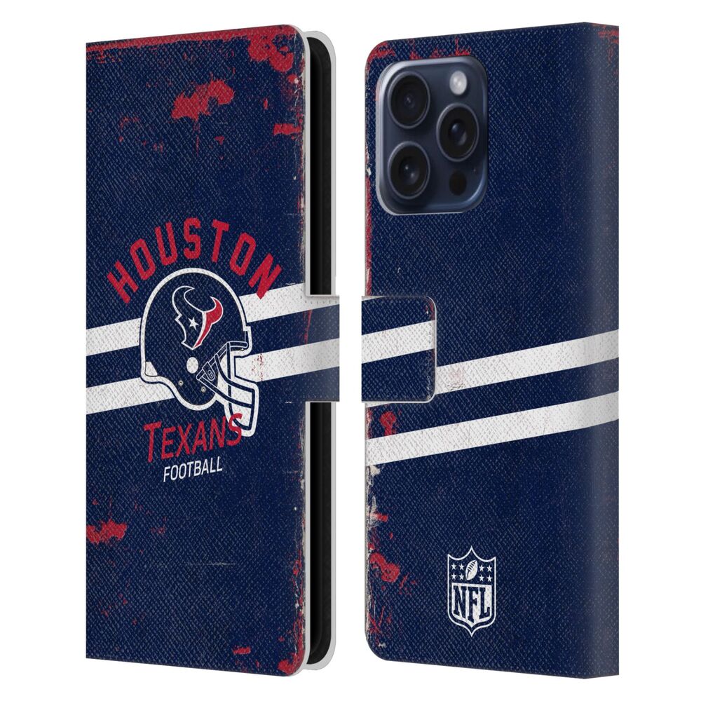HOUSTON TEXANS（NFL） ヒューストンテキサンズ ヒューストンテキサンズ - Helmet Distressed レザー手帳型 / Apple iPhoneケース 【公式 / オフィシャル】