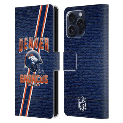 DENVER BRONCOS（NFL） デンバーブロンコス デンバーブロンコス - Football Stripes レザー手帳型 / Apple iPhoneケース 【公式 / オフィシャル】