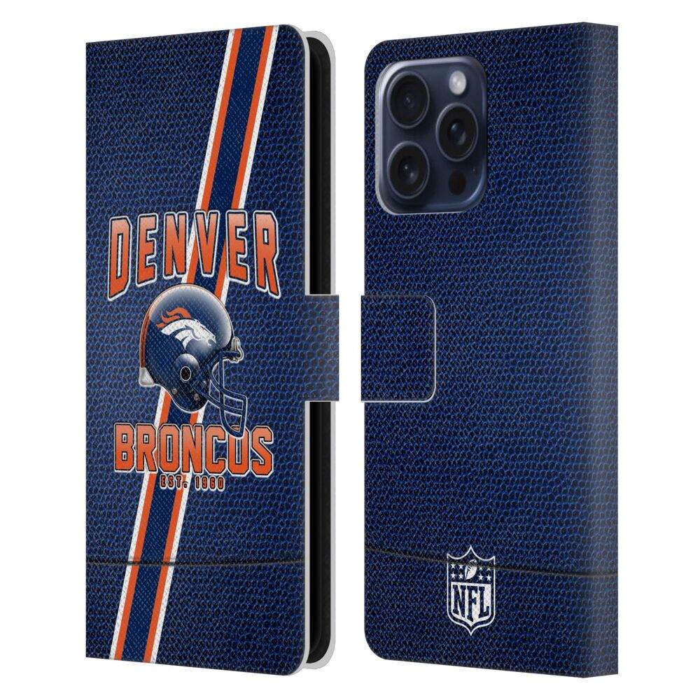 DENVER BRONCOS（NFL） デンバーブロンコス デンバーブロンコス - Football Stripes レザー手帳型 / Apple iPhoneケース 【公式 / オフィシャル】