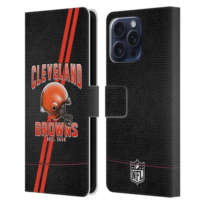 CLEVELAND BROWNS（NFL） クリーブランドブラウンズ クリーブランドブラウンズ - Football Stripes レザー手帳型 / Apple iPhoneケース 【公式 / オフィシャル】