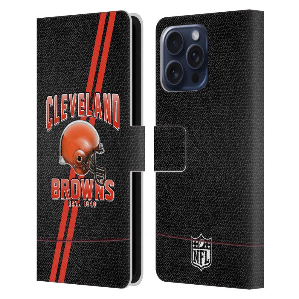 CLEVELAND BROWNS（NFL） クリーブランドブラウンズ クリーブランドブラウンズ - Football Stripes レザー手帳型 / Apple iPhoneケース 【公式 / オフィシャル】