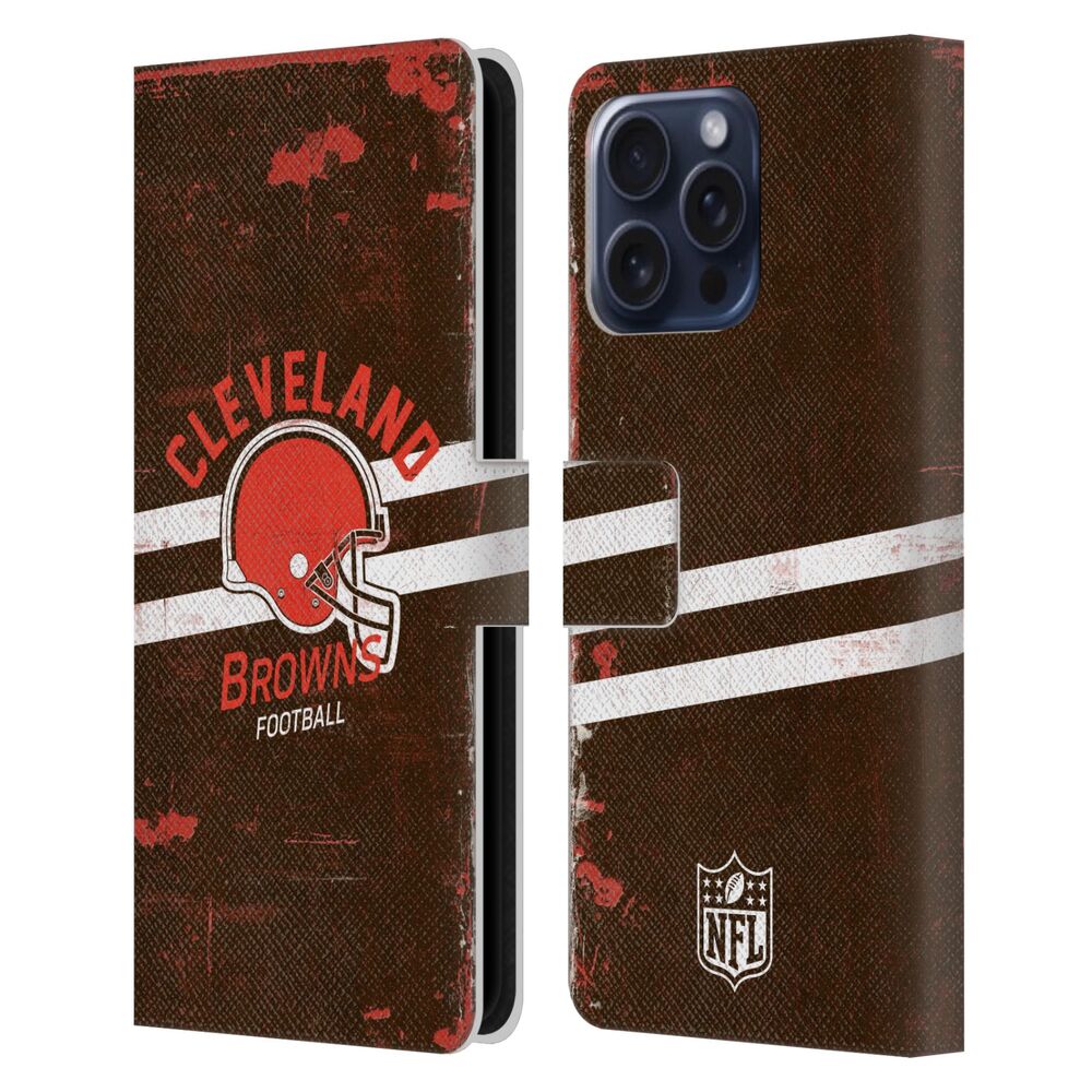 CLEVELAND BROWNS（NFL） クリーブランドブラウンズ クリーブランドブラウンズ - Helmet Distressed レザー手帳型 / Apple iPhoneケース 【公式 / オフィシャル】