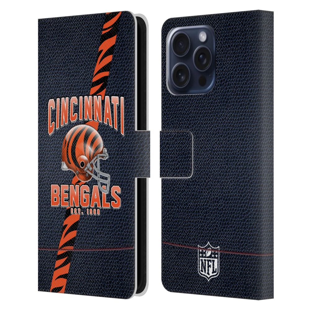 CINCINNATI BENGALS（NFL） シンシナティベンガルズ シンシナティベンガルズ - Football Stripes レザー手帳型 / Apple iPhoneケース 【公式 / オフィシャル】