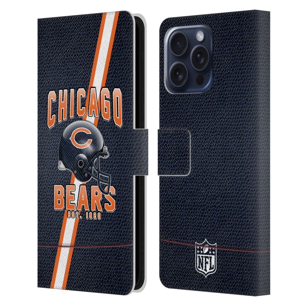 CHICAGO BEARS（NFL） シカゴベアーズ シカゴベアーズ - Football Stripes レザー手帳型 / Apple iPhoneケース 【公式 / オフィシャル】