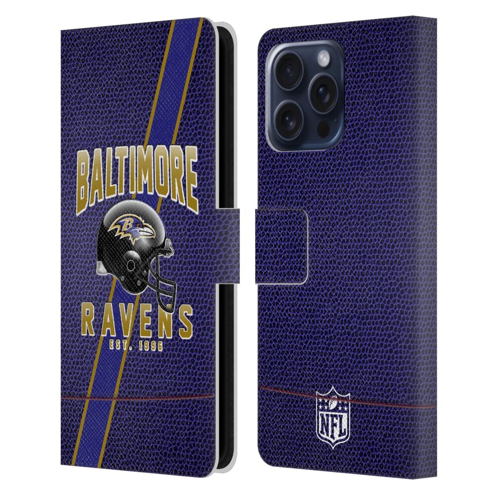 BALTIMORE RAVENS（NFL） ボルチモアレイブンズ ボルチモアレイブンズ - Football Stripes レザー手帳型 / Apple iPhoneケース 【公式 / オフィシャル】