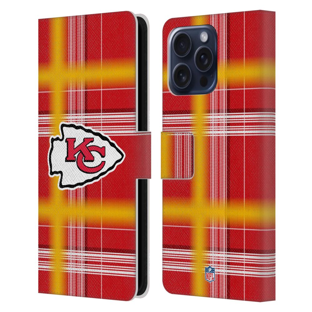 KANSAS CITY CHIEFS（NFL） カンザスシティチーフス カンザスシティチーフス - Plaid レザー手帳型 / Apple iPhoneケース 【公式 / オフィシャル】