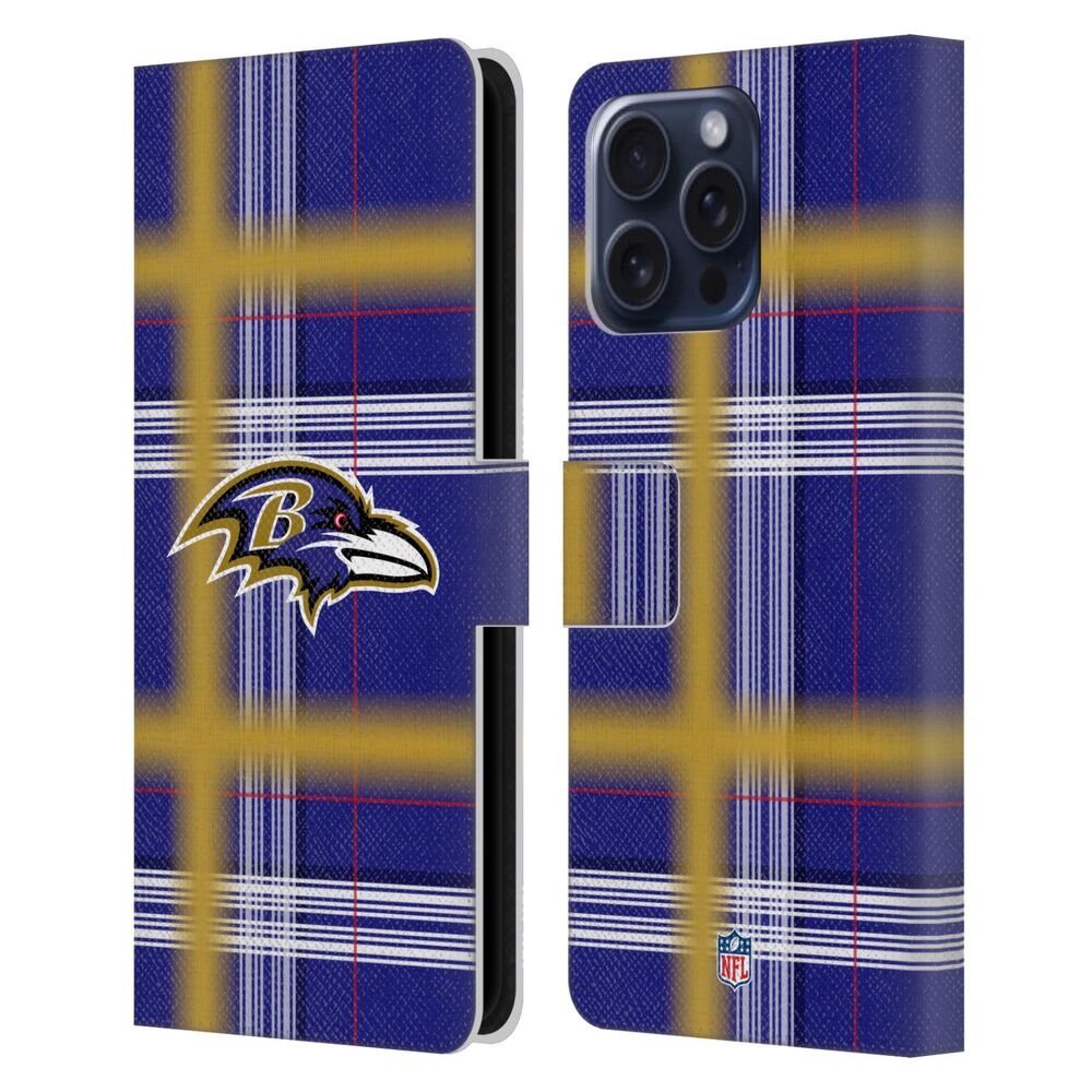BALTIMORE RAVENS（NFL） ボルチモアレイブンズ ボルチモアレイブンズ - Plaid レザー手帳型 / Apple iPhoneケース 【公式 / オフィシャル】