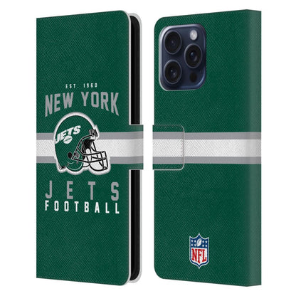 NEW YORK JETS（NFL） ニューヨークジェッツ ニューヨークジェッツ - Helmet Typography レザー手帳型 / Apple iPhoneケース 【公式 / オフィシャル】
