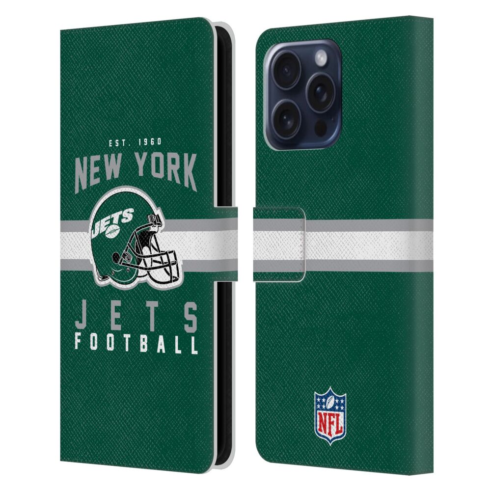 NEW YORK JETS（NFL） ニューヨークジェッツ ニューヨークジェッツ - Helmet Typography レザー手帳型 / Apple iPhoneケース 【公式 / オフィシャル】